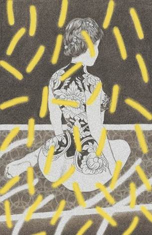 于海生 《穹光下的思想者》 50X80cm 铜版画手绘稿（素描纸、炭笔、色粉）.jpg